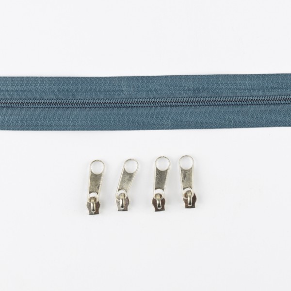 3mm Endlos-Reißverschluss grau-blau