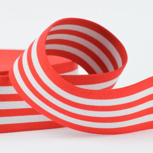 Gummiband Streifen rot/weiß