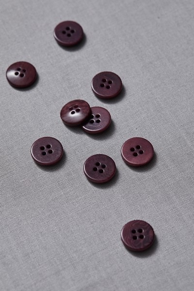 Plain Corozo Button 15 mm - Maroon