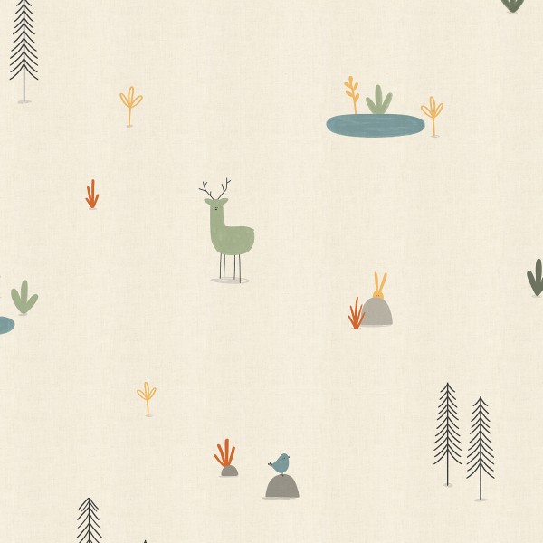 Cotton and Steel - Forest Cuties - Straw Unbleached Fabric
