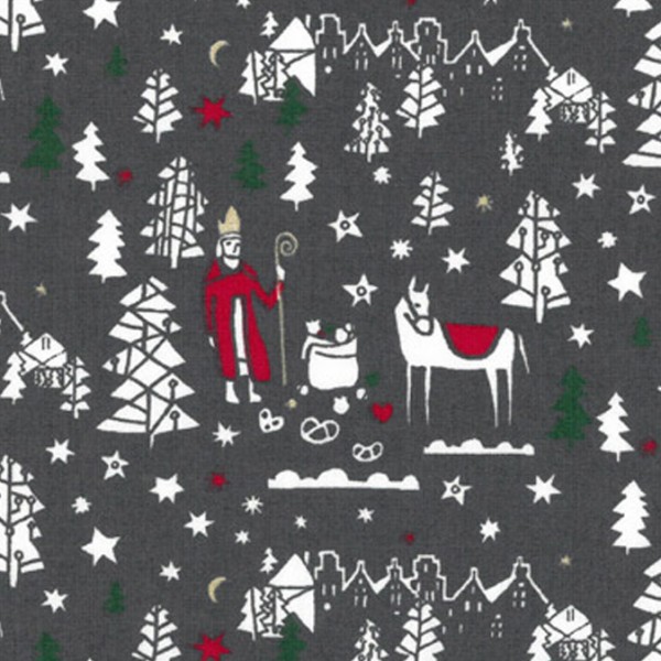 Westfalenstoffe Druckstoff Noël Nikolaus braungrau