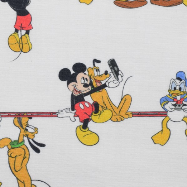 Disney Baumwoll Lizenzstoff - Mickey Mouse, Pluto, Goofy, Donald bunt