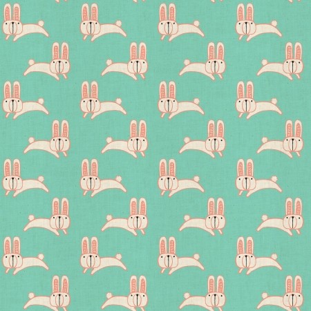 Cotton and Steel - Usagi Chan - Turquoise Unbleached Cotton Fabric